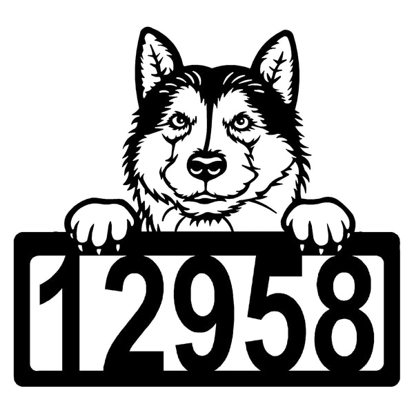 Alaskan Malamute Address Sign - Detailed Dog Design with Custom House Numbers