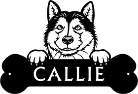 Alaskan Malamute Head and Dog Bone Sign with Custom Name or Numbers The Metal Peddler
