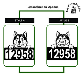 Alaskan Malamute Address Sign - Detailed Dog Design with Custom House Numbers The Metal Peddler