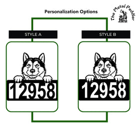 Alaskan Malamute Address Sign - Detailed Dog Design with Custom House Numbers The Metal Peddler