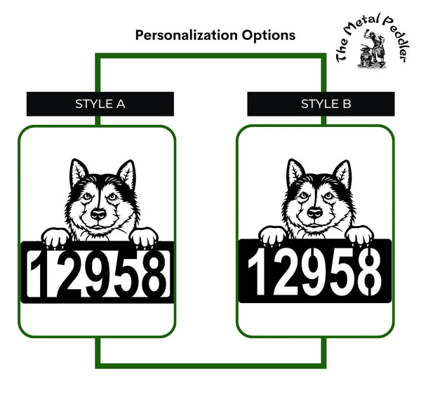 Alaskan Malamute Address Sign - Detailed Dog Design with Custom House Numbers The Metal Peddler