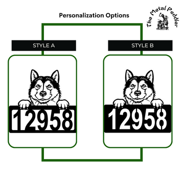 Alaskan Malamute Address Sign - Detailed Dog Design with Custom House Numbers