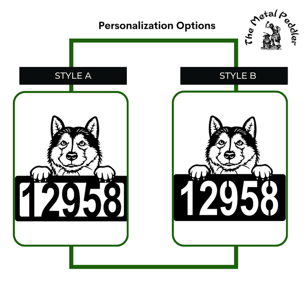 Alaskan Malamute Address Sign - Detailed Dog Design with Custom House Numbers