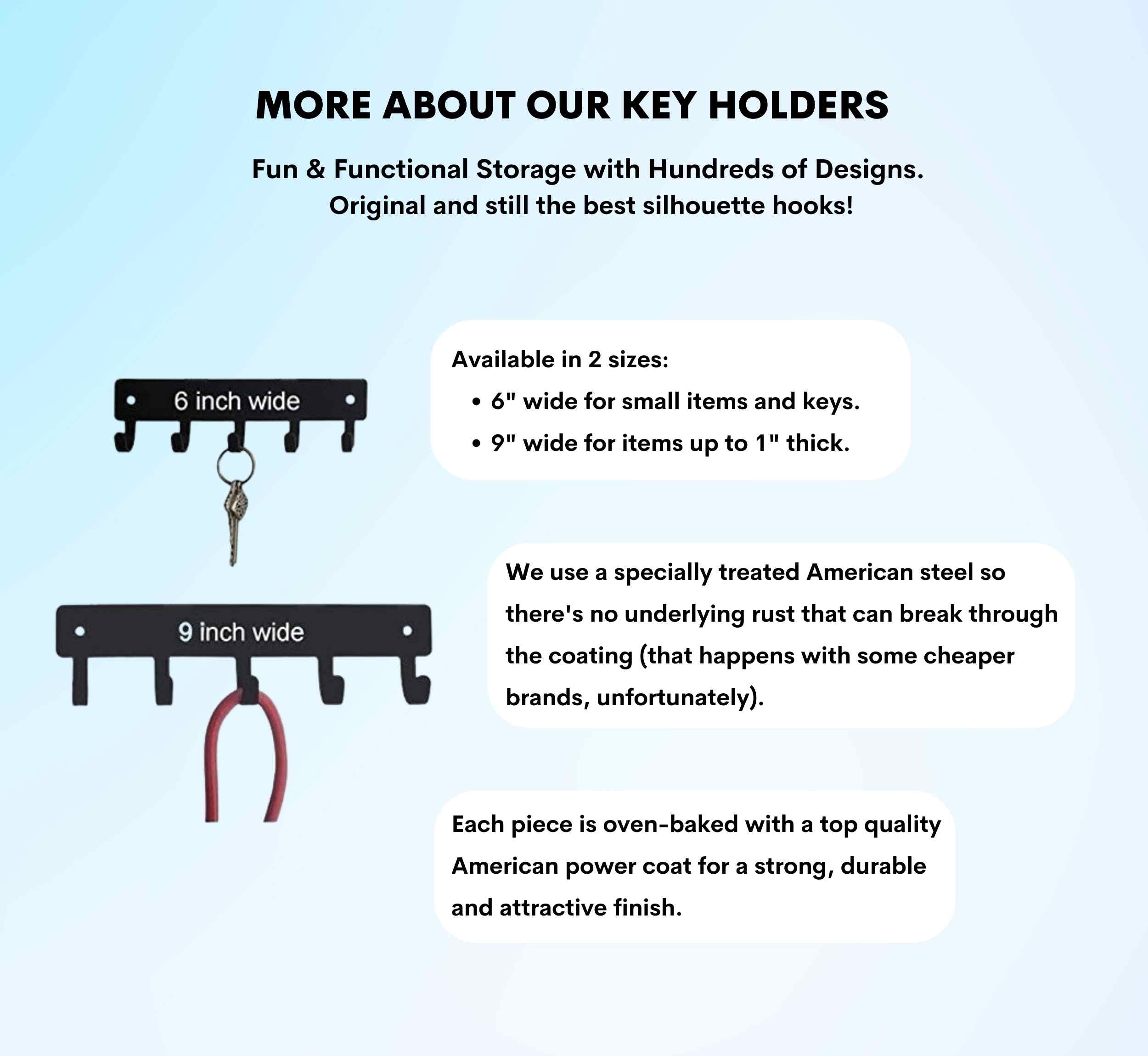Comparison of 6 inch and 9 inch key holders
