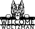 American Staffordshire Terrier Detailed Dog Face Welcome Sign or Custom Name The Metal Peddler