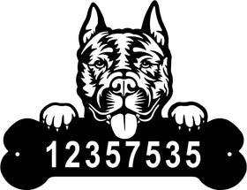 American Staffordshire Head and Dog Bone Sign with Custom Name or Numbers The Metal Peddler