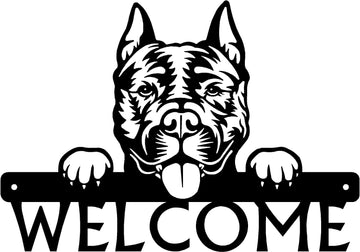 American Staffordshire Terrier Detailed Dog Face Welcome Sign or Custom Name The Metal Peddler