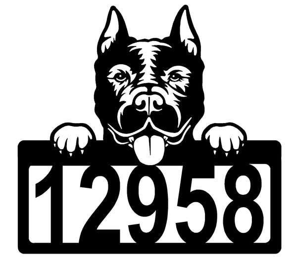 American Staffordshire Terrier Address Sign - Detailed Dog Design with Custom House Numbers