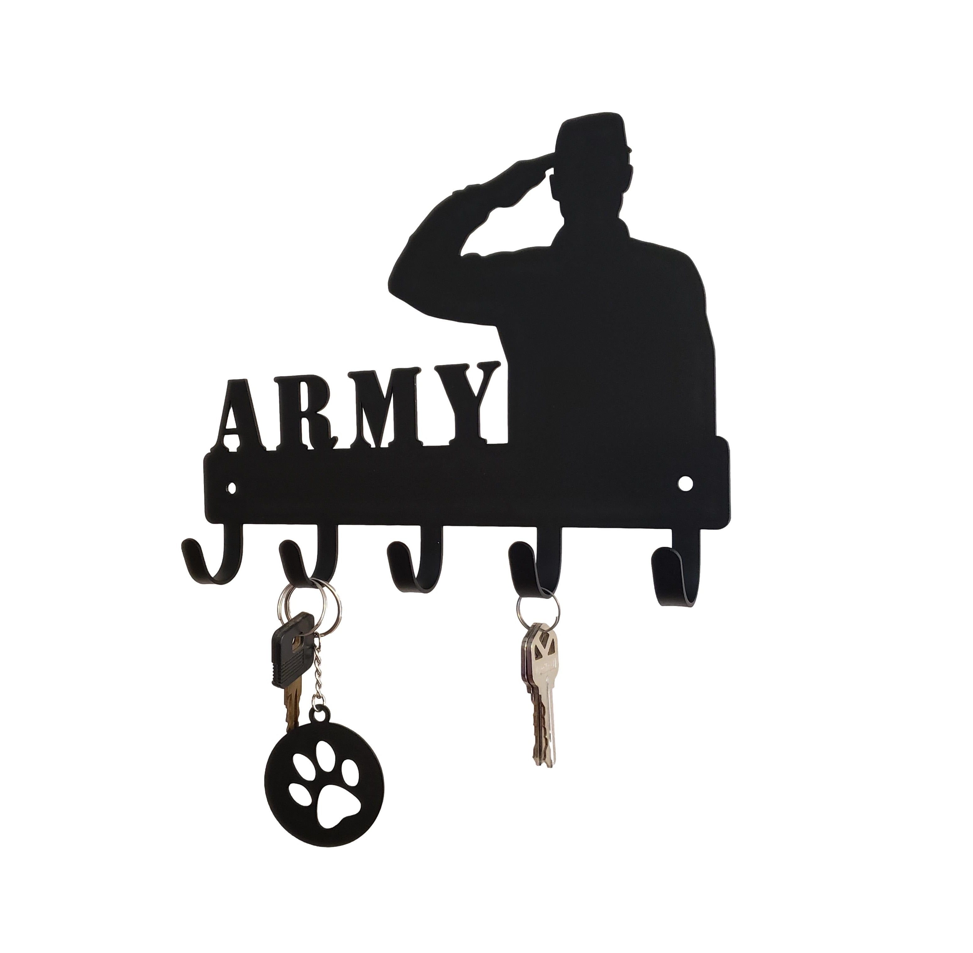ARMY Key Hanger with 5 Hooks - The Metal Peddler Key Rack armed forces, army, dad trade, hero, key rack, military, trade, trades, words