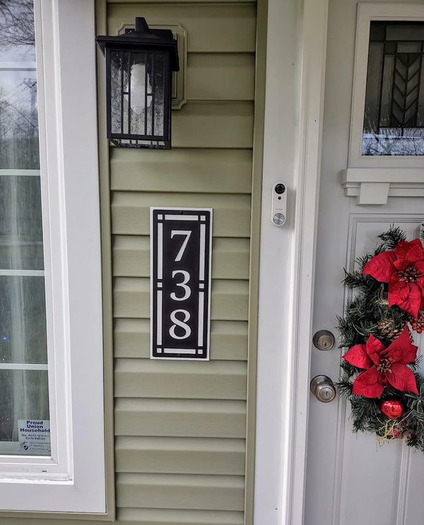 Arts & Crafts style Address Sign - Vertical The Metal Peddler