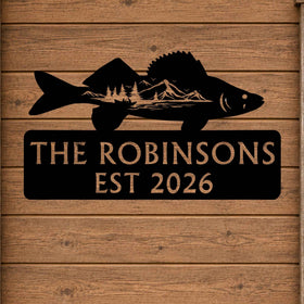 Personalized Walleye Cabin Sign