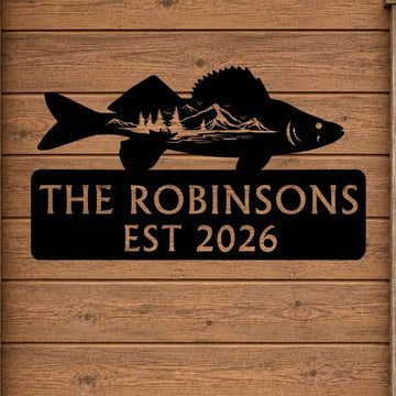 Personalized Walleye Cabin Sign