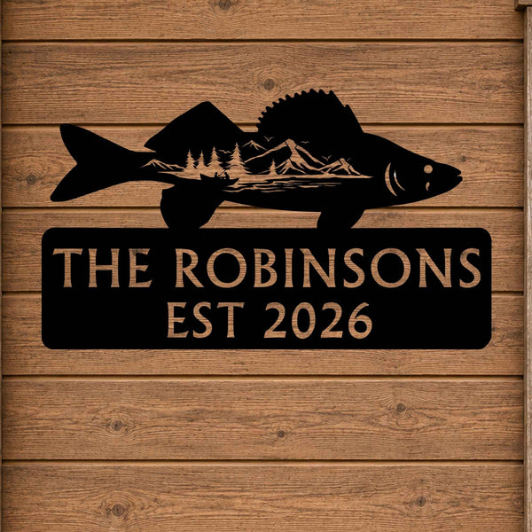 Personalized Walleye Cabin Sign