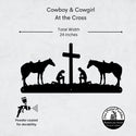 Cowboy & Cowgirl at the Cross with 2 horses