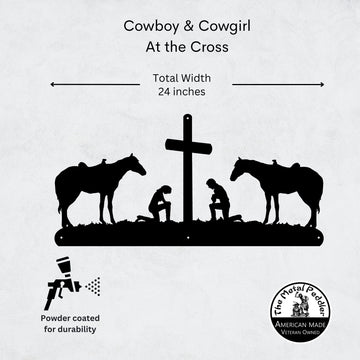 Cowboy & Cowgirl at the Cross with 2 horses - 0