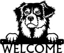 Australian Shepherd Detailed Dog Face Welcome Sign or Custom Name The Metal Peddler