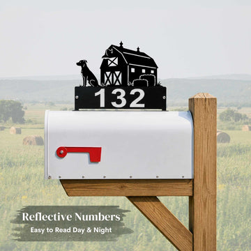 Barn & Farm Dog Mailbox Topper - Personalized House Numbers