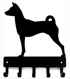 Basenji dog breed key rack/leash holder with 5 hooks