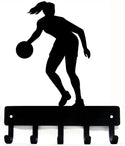 Basketball Player Female #2- Medal Display or Key Rack with 5 Hooks