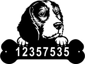 Beagle Head and Dog Bone Sign with Custom Name or Numbers The Metal Peddler
