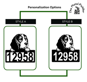 Beagle Address Sign - Detailed Dog Design with Custom House Numbers