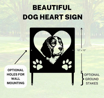 Beagle Name Sign or Heart Memorial Wall or Yard Plaque The Metal Peddler