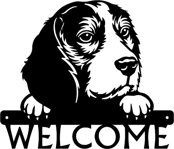 Beagle Detailed Dog Face Welcome Sign or Custom Name The Metal Peddler