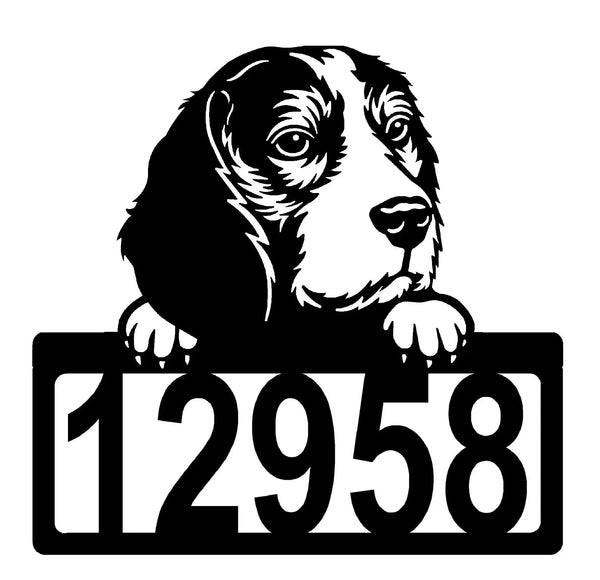 Beagle Address Sign - Detailed Dog Design with Custom House Numbers The Metal Peddler