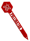 An orange bee POLLINATOR garden stake