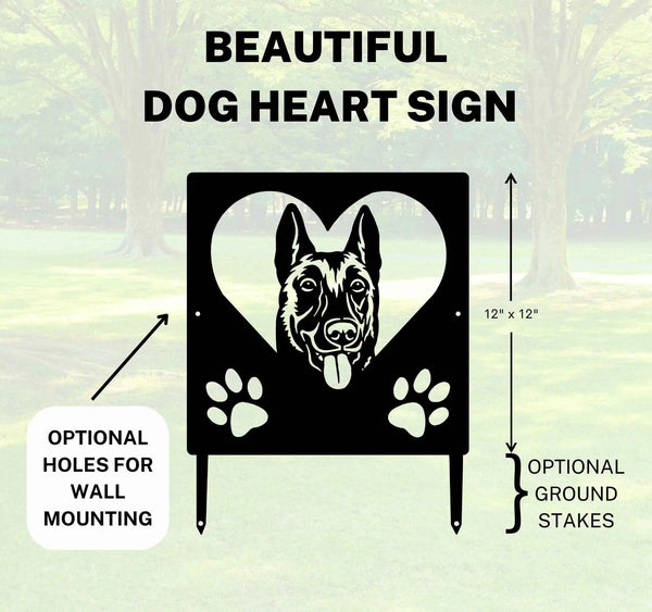 Belgian Malinois Name Sign or Heart Memorial Wall or Yard Plaque The Metal Peddler