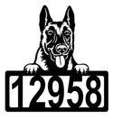 Belgian Malinois Address Sign - Detailed Dog Design with Custom House Numbers The Metal Peddler