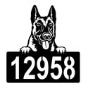 Belgian Malinois Address Sign - Detailed Dog Design with Custom House Numbers The Metal Peddler