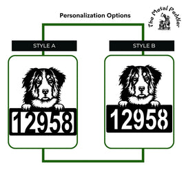 Bernese Mountain Dog Address Sign - Detailed Design with Custom House Numbers The Metal Peddler