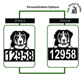Bernese Mountain Dog Address Sign - Detailed Design with Custom House Numbers The Metal Peddler