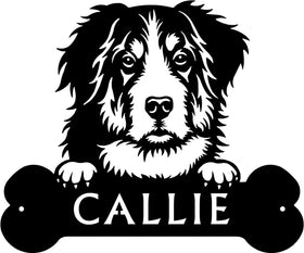 Bernese Mountain Dog Head and Dog Bone Sign with Custom Name or Numbers The Metal Peddler