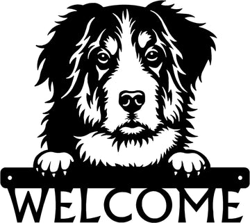 Bernese Mountain Dog Detailed Dog Face Welcome Sign or Custom Name The Metal Peddler