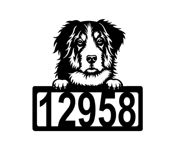 Bernese Mountain Dog Address Sign - Detailed Design with Custom House Numbers The Metal Peddler