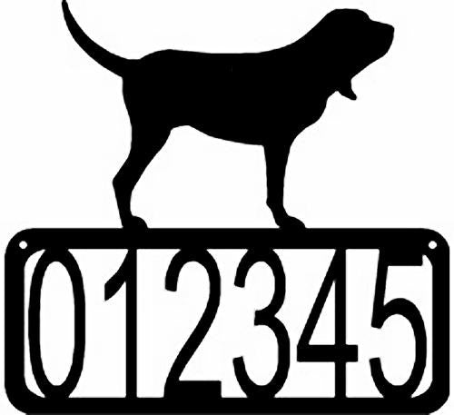 Open Rectangle with numbers inside- Bloodhound Silhouette on top-Bloodhound Dog House Address Sign