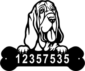 Bloodhound Head and Dog Bone Sign with Custom Name or Numbers The Metal Peddler