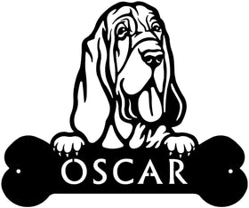 Bloodhound Head and Dog Bone Sign with Custom Name or Numbers The Metal Peddler