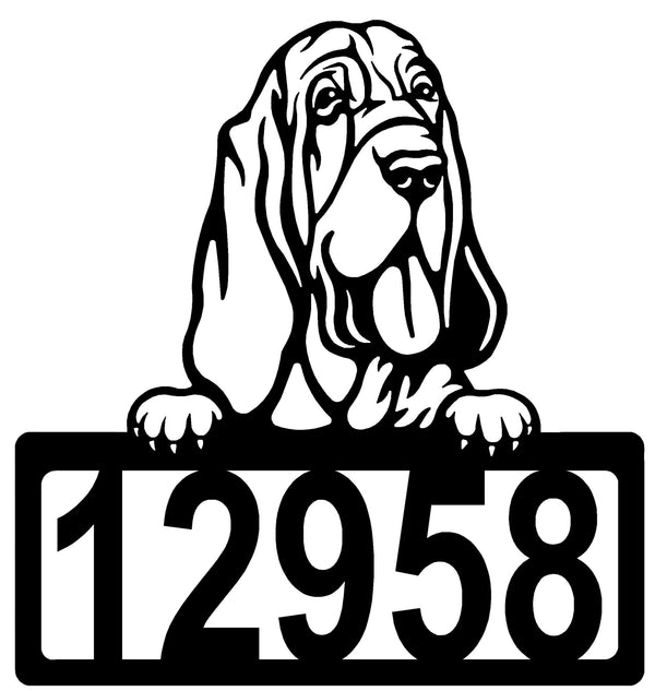 Bloodhound Address Sign - Detailed Dog Design with Custom House Numbers The Metal Peddler