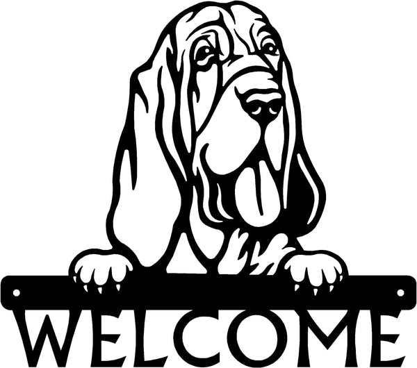 Bloodhound Detailed Dog Face Welcome Sign or Custom Name The Metal Peddler