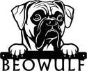 Boxer #1 Detailed Dog Face Welcome Sign or Custom Name The Metal Peddler