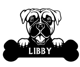Boxer #2 Head and Dog Bone Sign with Custom Name or Numbers The Metal Peddler