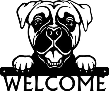 Boxer #2 Detailed Dog Face Welcome Sign or Custom Name The Metal Peddler