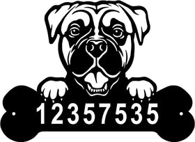 Boxer #2 Head and Dog Bone Sign with Custom Name or Numbers The Metal Peddler