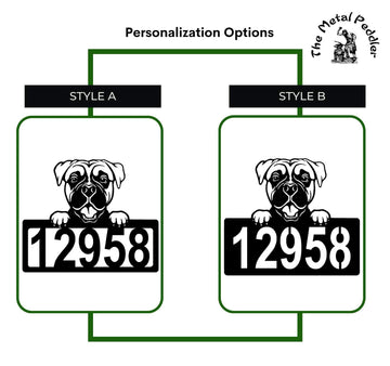 Boxer #2 Address Sign - Detailed Dog Design with Custom House Numbers