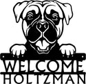 Boxer #2 Detailed Dog Face Welcome Sign or Custom Name The Metal Peddler