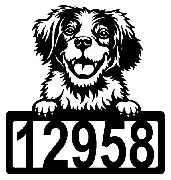 Brittany Spaniel Address Sign - Detailed Dog Design with Custom House Numbers The Metal Peddler