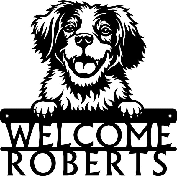 Brittany Spaniel Detailed Dog Face Welcome Sign or Custom Name The Metal Peddler